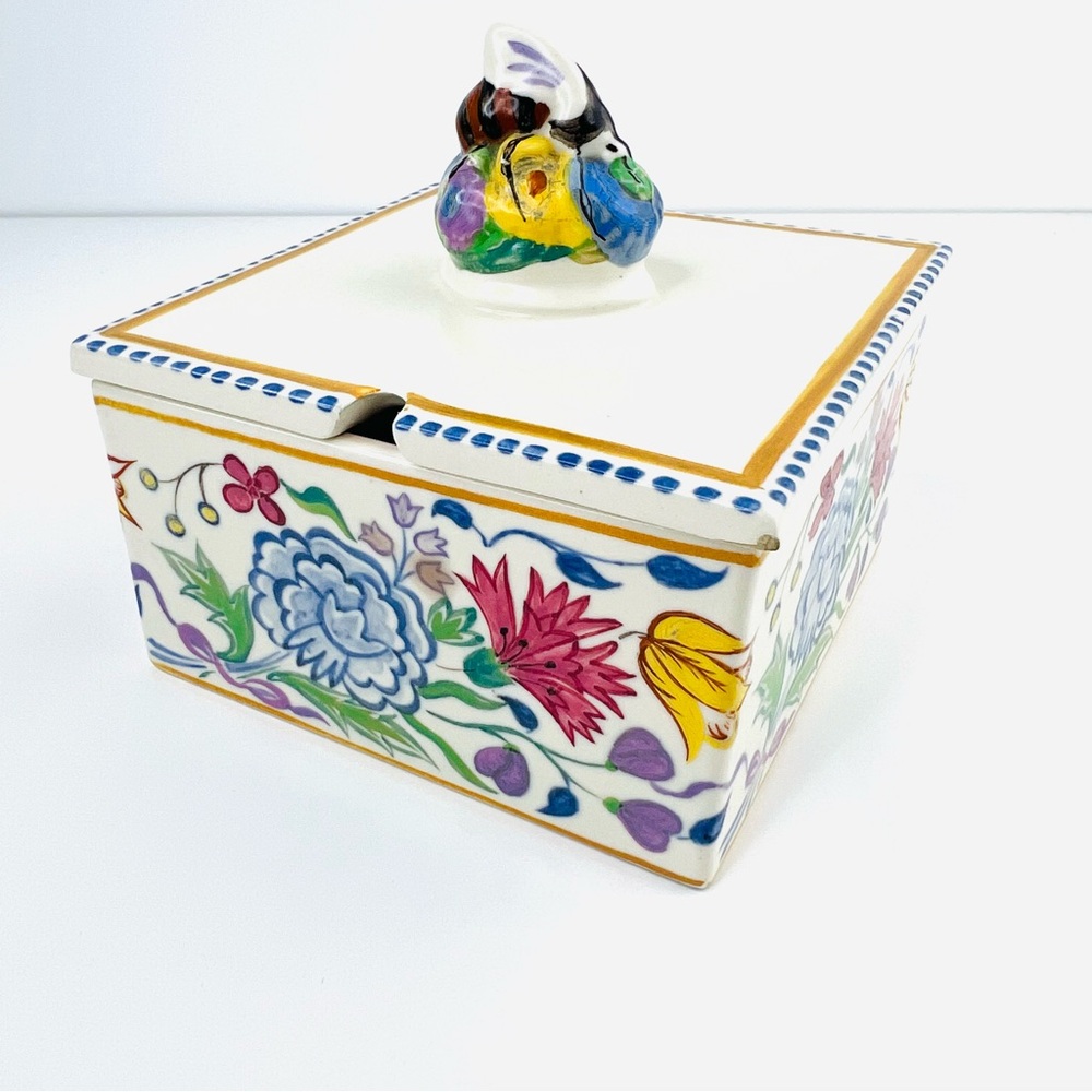 Poole Pottery Floral Bee Square Dorset England Honey Comb Vintage Antique Pot